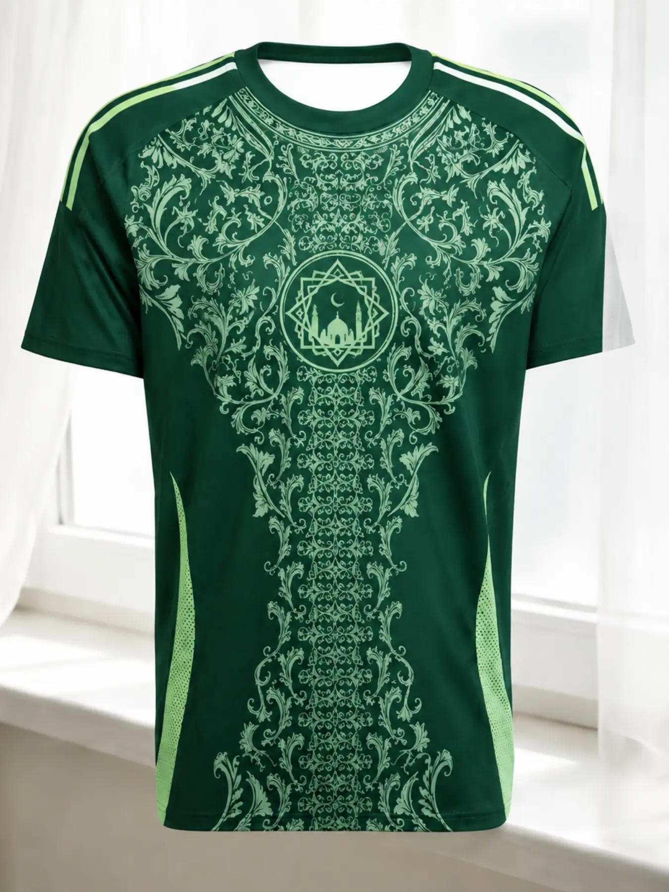 2026 New Summer Algerian Style Football Jersey, Print Quick-Dry T-Shirt, Unisex Round Neck Short Sleeve, Arabic Theme, Sports Clothing