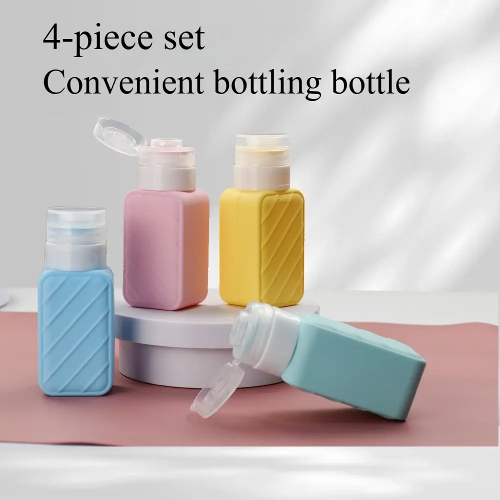 4-piece 90ml travel distribution bottle set, wash bottle, portable travel bottle, leak proof and squeezable silicone distribution bottle