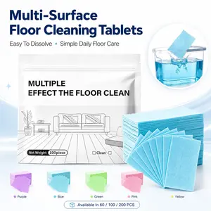 60/100/200 PCS Multi-Surface Floor Cleaning Tablets, Multiple Effect Floor Clean Tablets, Concentrated Dissolvable Cleaner for Sealed Hardwood, Tile, Laminate, Vinyl, Kitchen & Bathroom Floors