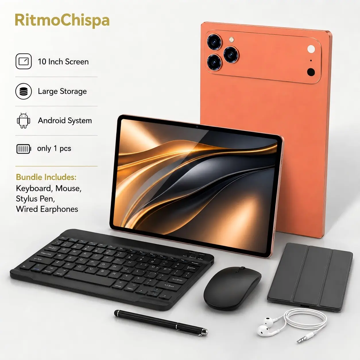 2026 New 10.1 Inch Android Tablet PC, 3gb RAM + 32GB Storage, Keyboard, Case, Mouse, Touch Pen, Dual Camera, Multi-Use