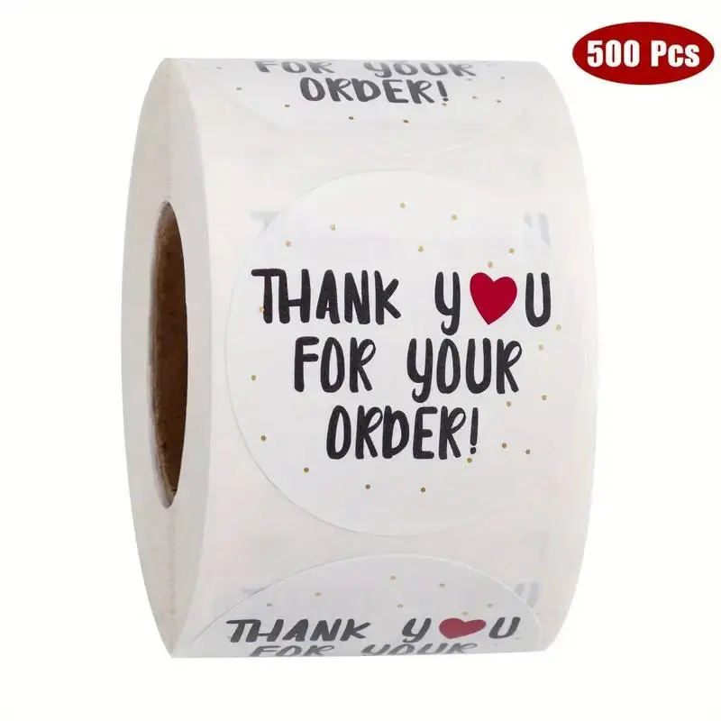 500pcs DIY Thank You Stickers, 1 Roll Pack, Sticker Rolls, Ideal for Online Stores, Gift Box Decor, Packaging Labels, Decorative Labels, Multi-Functional, Conveys Gratitude