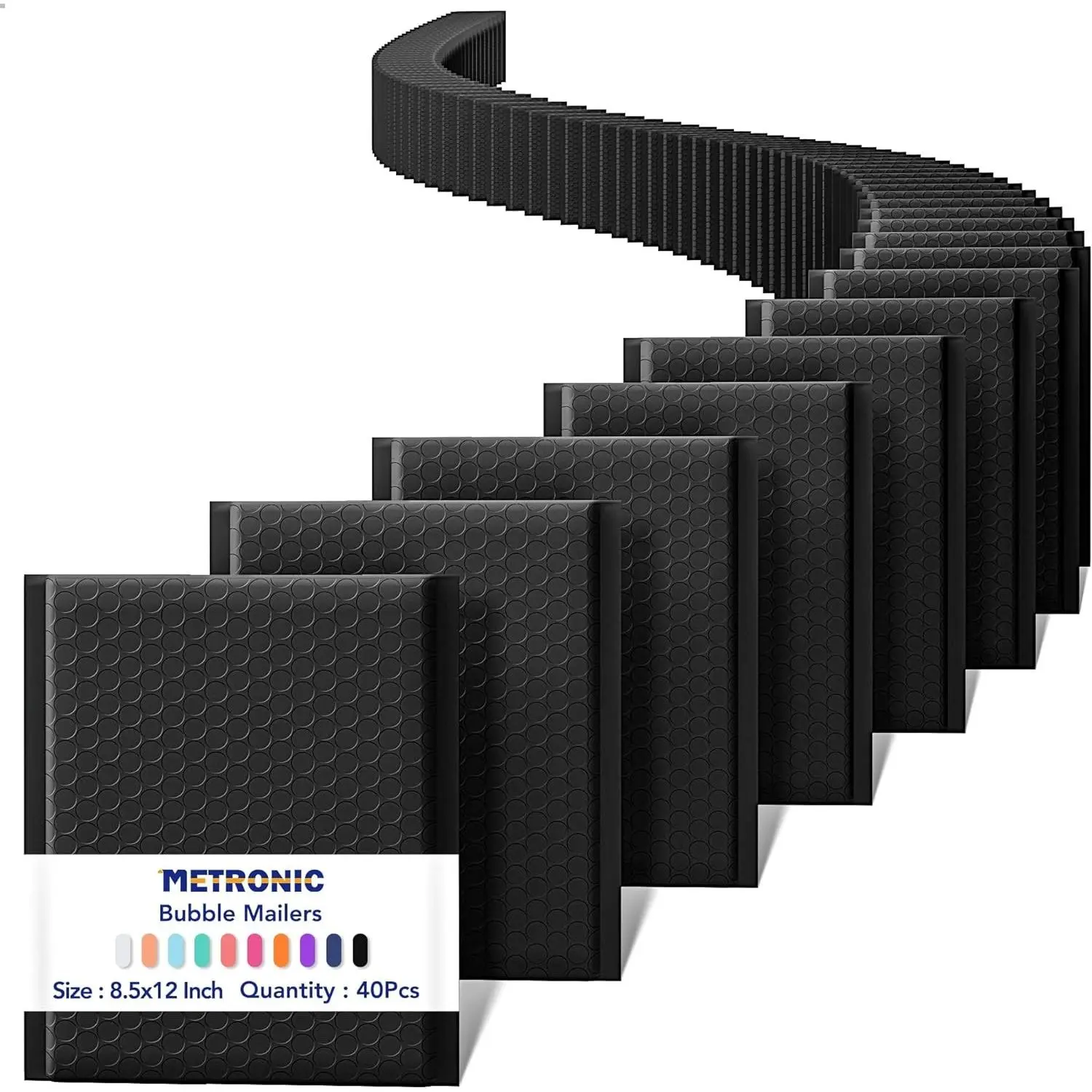 Bubble Mailers 8.5x12" 40 Pack Black Padded Envelopes Usable Size 8.5 x 11" Strong Adhesion Bubble Envelopes Medium Mailing Envelopes Bubble Padded for Small Business Shipping Books Clothes