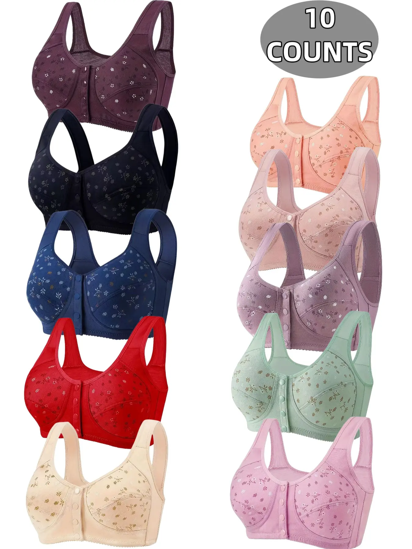 Multi-Piece Floral Bra Set, Ultimate Comfort and Support, Fashionable Design for Daily Wear, Push-Up Full Coverage, Various Sizes Available