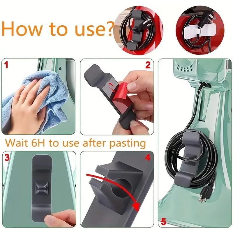 Random Color Cord Organizer for Kitchen Appliance, 6 Counts Multifunctional Cable Tie Cable Management Holder for Air Fryer, Coffee Maker, Toaster, Self-adhesive Room Organizer, Kitchen Gadgets, Electric Household Kitchen Accessories