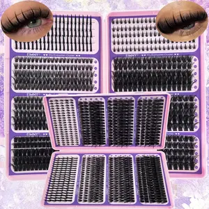 800Pcs Spiky Lash Clusters, Spiky+Bottom+ 40D+60D+80D+100D+110D+120D Mixed Style Volume Eyelash Clusters single box/ with Tool Kit, D Curl Lash Extension, Extra Thick Fluffy Individual Eyelash, Manga Eyelashes, Reusable False Lashes for Daily, Festivals