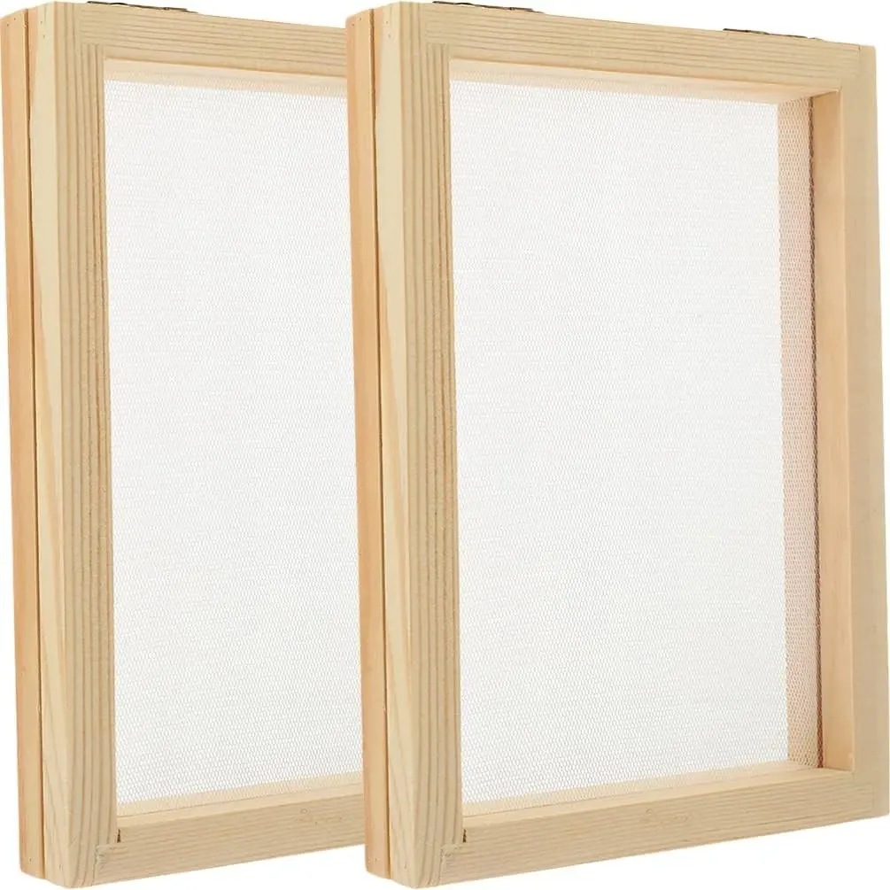 2-Pack Paper Making Kit: 5x7 Inch Wooden Paper Mould and Deckle Frame Screen for DIY Recycled Papermaking Crafts, Kids Beginner-Friendly Educational Art Supplies