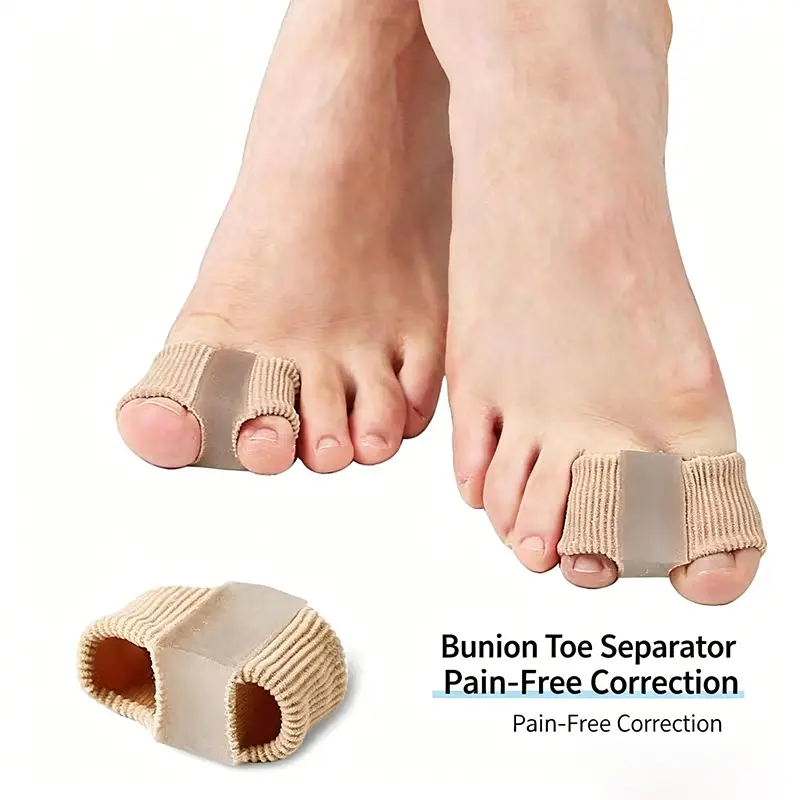 2-Pack Gentle Elastic Fabric Bunion Corrector Set with Silicone Toe Separator, Big Toe Straightener for People with Hallux Valgus – Improves Hallux Valgus, Reduces Friction, No Sticky Irritation, Wearable in Shoes for Daily Pain Relief
