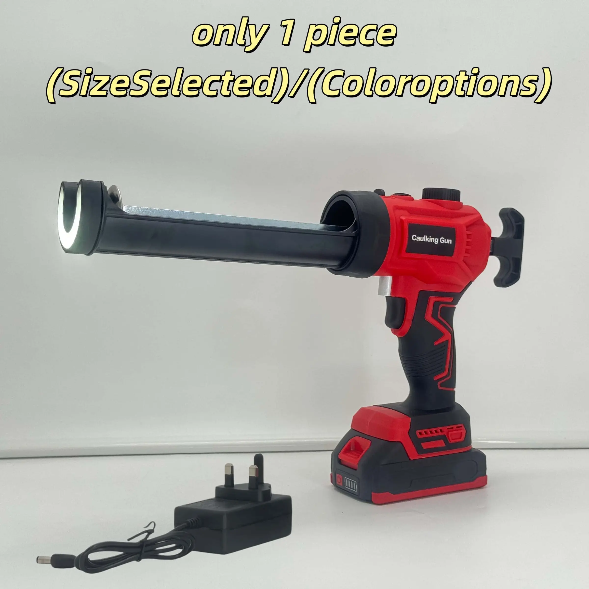20v Cordless Electric Caulking Gun with LED Light, Adjustable Speed, Rechargeable Silicone Sealant Gun, Includes 2000mah Battery & Uk Charger