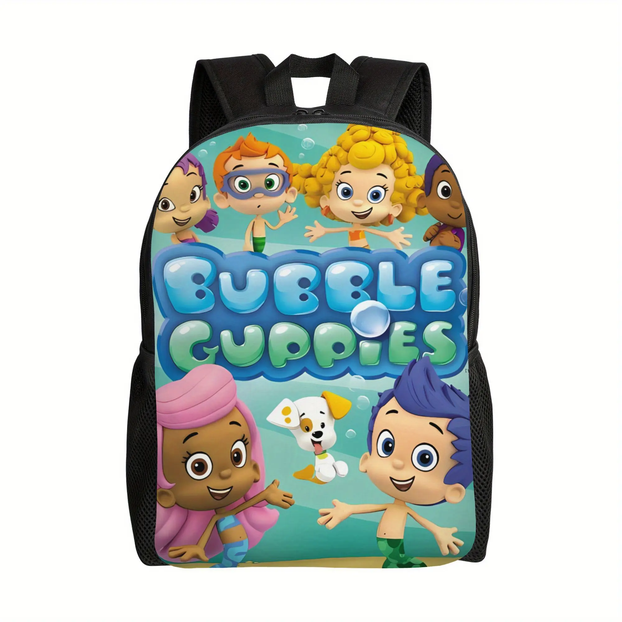 Bucked Up Bubble Guppies Full Mermaid Character Cartoon Print 600D Oxford Child Sized Backpack, Lightweight Breathable Padded Straps, Multi-Pocket Toddler Bag for Back to School Haul, First Day of Preschool, Outdoor Play (Hand Washable Birthday Gift), Col