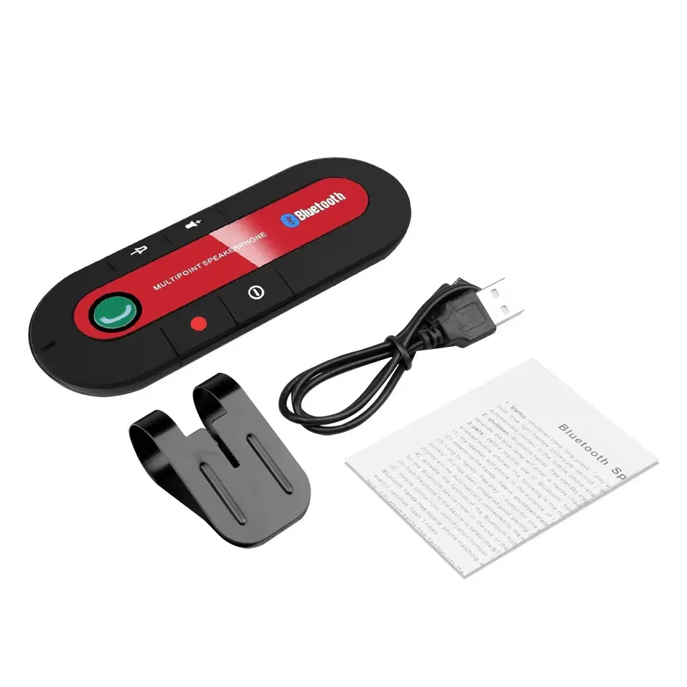 Bluetooth Car Speaker Handsfree Kit - Sun Visor Clip, Cordless Audio Receiver, Speakerphone, MP3 Music Player, Soundbar, Micro USB Charging Cable, 130Mm * 49Mm * 15Mm Size, 10m Range, Music Setup Compatibility