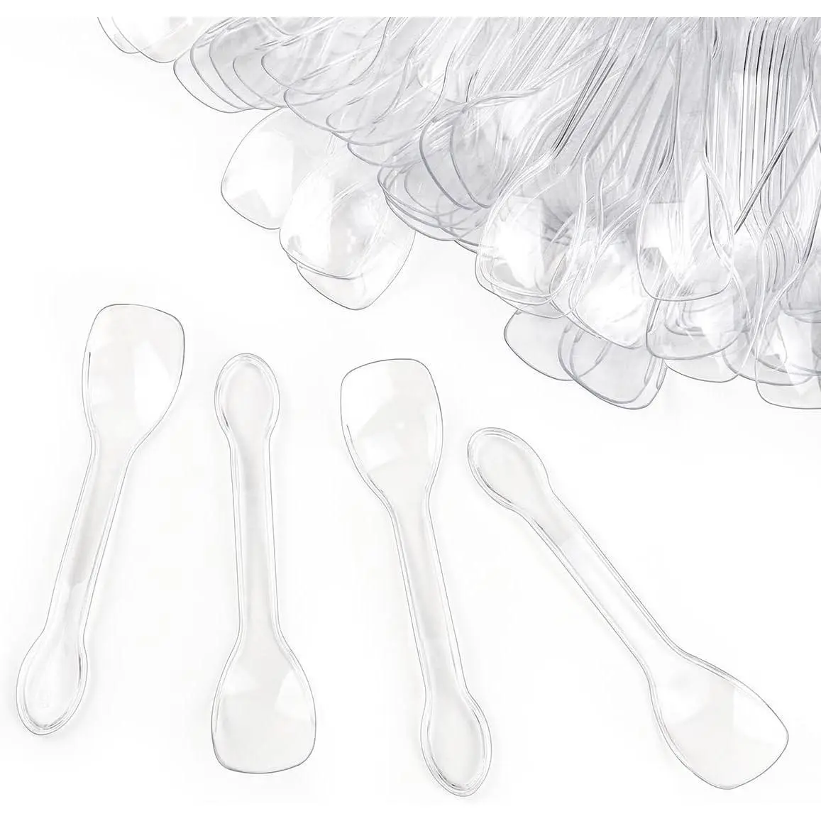 100PCS Tasting Spoons Ice Cream Dessert Taster Spoons Plastic Mini Spoons Disposable Dessert Spoons for Miniature Dessert Cups, Sampling, Small Catering Supplies, Tasting Party (Clear)