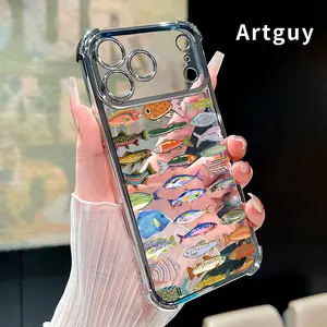 Fishy Fantasy Array Pattern Phone Case for iPhone 17 Pro Max 16 15 Plus Air 14 13 12 11 E Electroplating Transparent Silicone Drop-proof Protective Cover