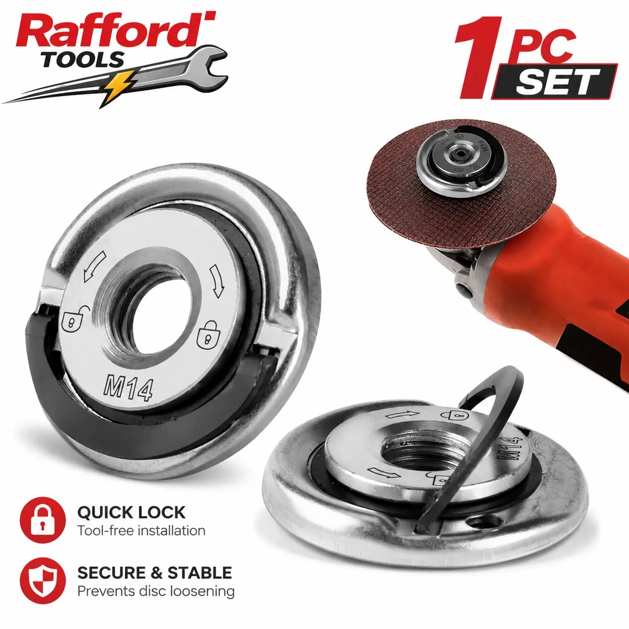 Angle Grinding Tool Flange Nut, 1 Count 5/8-Inch-11 Quick-Clamping Nut, Angle Grinding Tool Flange Locking Nut, Heavy Duty Power Tool Hardware Accessories for Replacement & Fixing Cutting Disc, Angle Grinders