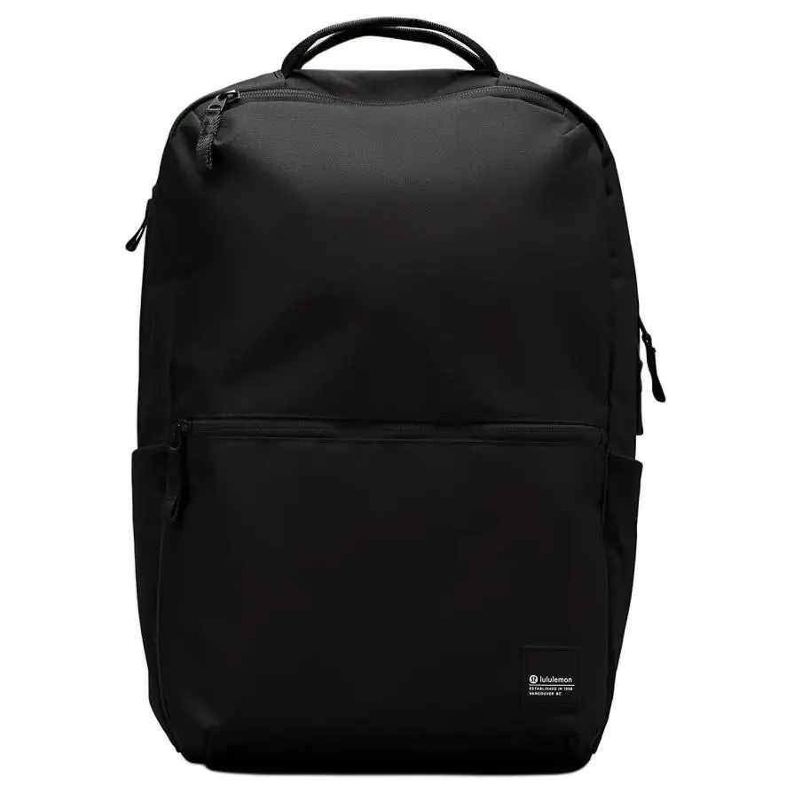 Lululemon Double-Zip 22L Recycled Polyester Backpack - Small, Carry On, Aesthetic Tech, Brand Logo, Casual Style, Black with Heather Grey for Men, Small Backpacks, Carry On Backpacks