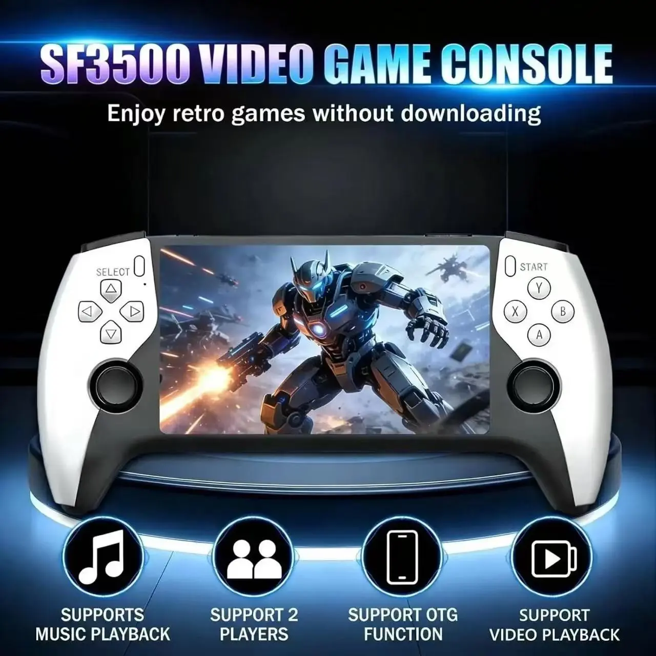 2026 New Sf3500 Upgrade Handheld Video Game Console, Portable Gaming Host, 5-Inch IPS Full HD Screen, 3000mah Long Battery Life, Ideal for Gamers