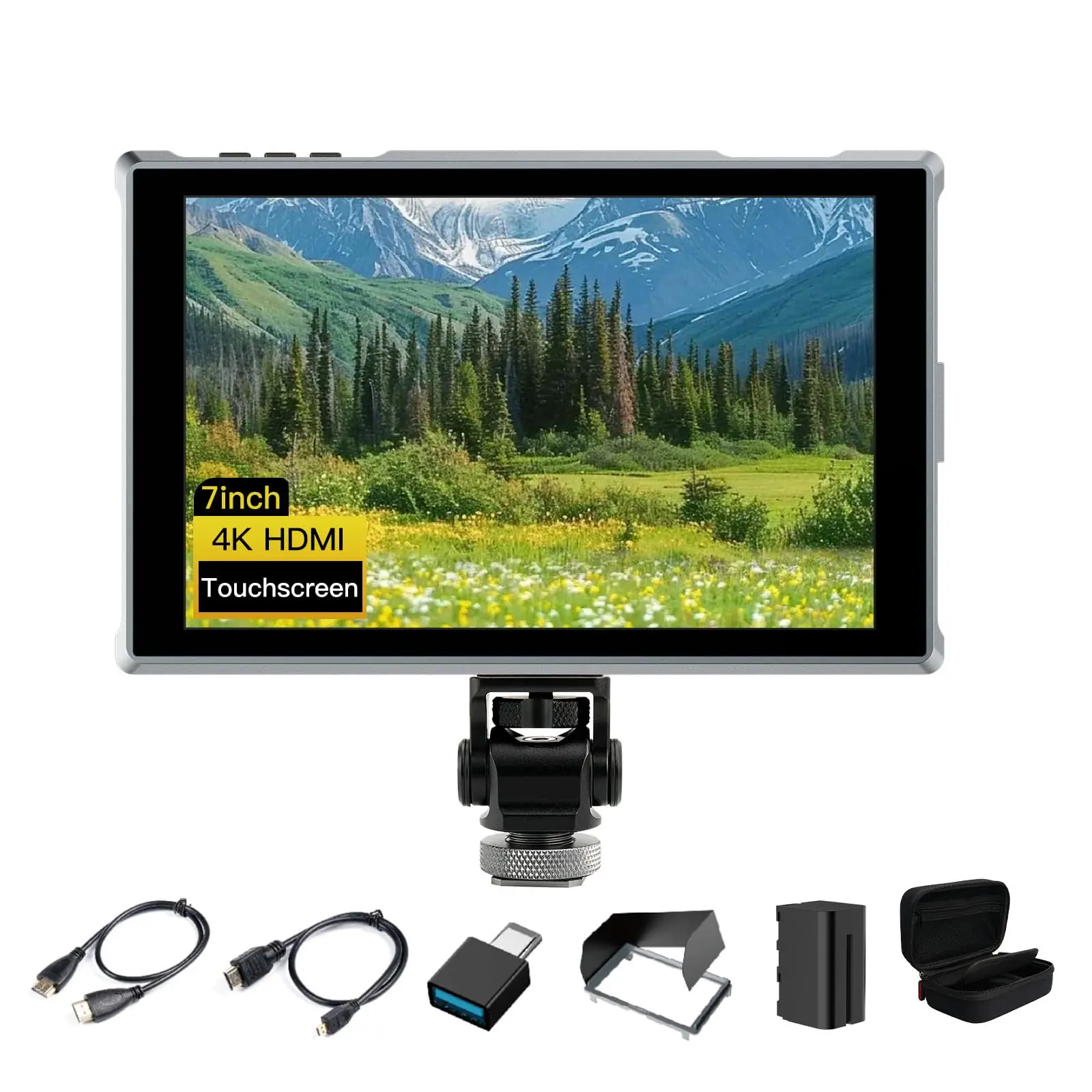 FEELWORLD FW759 Pro 7-Inch Touch Screen DSLR/Mirrorless Camera Field Monitor - 400nits, 1280x800 Resolution, Built-in Peaking Focus Assist, Flip, Image Freeze, with Battery, Sunshade, Carry Case, Micro-USB/C-USB Cable Photography Tool for Directors