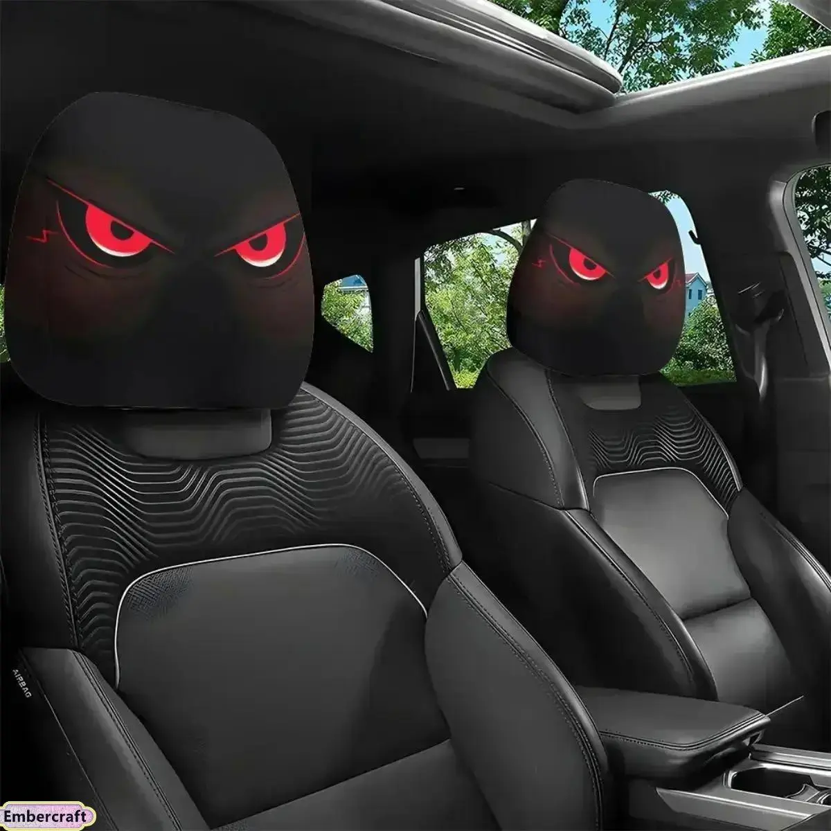 2 Pack Deep Angry Eyes Car Headrest Covers, Viral Funny Car Accessories, Soft Stretch Universal Seat Headrest Protectors, Cute Auto Interior Decor for Cars, SUVs & Trucks, Easy Install, Fun Gift for Car Lovers