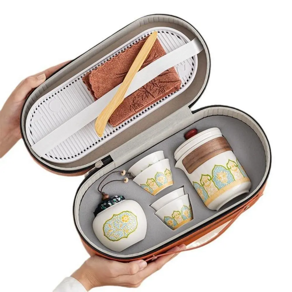 Traditional Portable Chinese Kung Fu Tea Set - Lightweight Travel "Quick-Cup" Gift Box Set, Ideal for Home Tea Enjoyment or Outdoors Friend Sharing