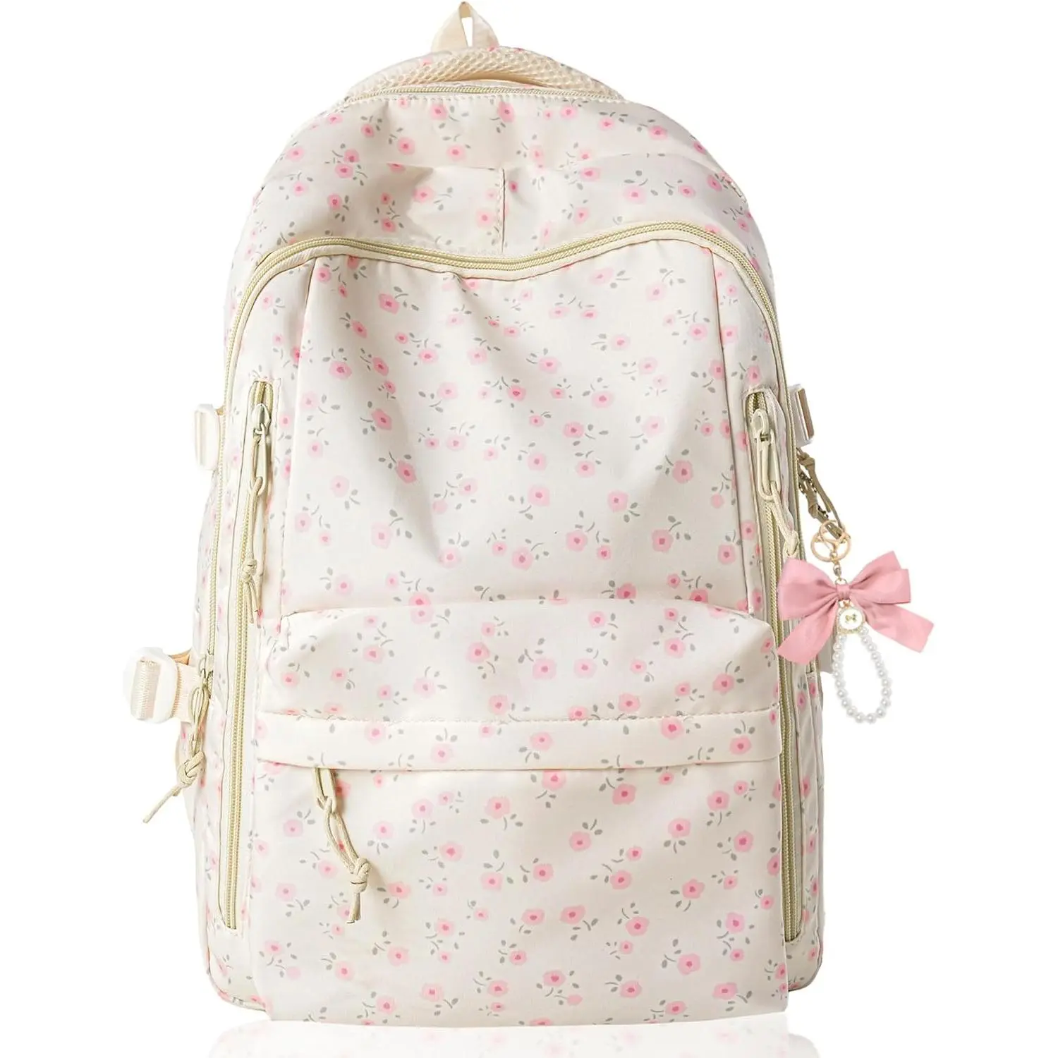 Pink Floral Backpack Cute Laptop Backpack Aesthetic Preppy Bookbags | Coquette Backpack for Women Teen Girls Lightweight Backpacks Casual College School Travel Work