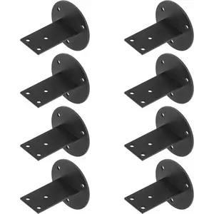 8 Pack Black Stair Handrail Bracket for Square Railing, Wall Mount Flat Support, Stainless Steel
