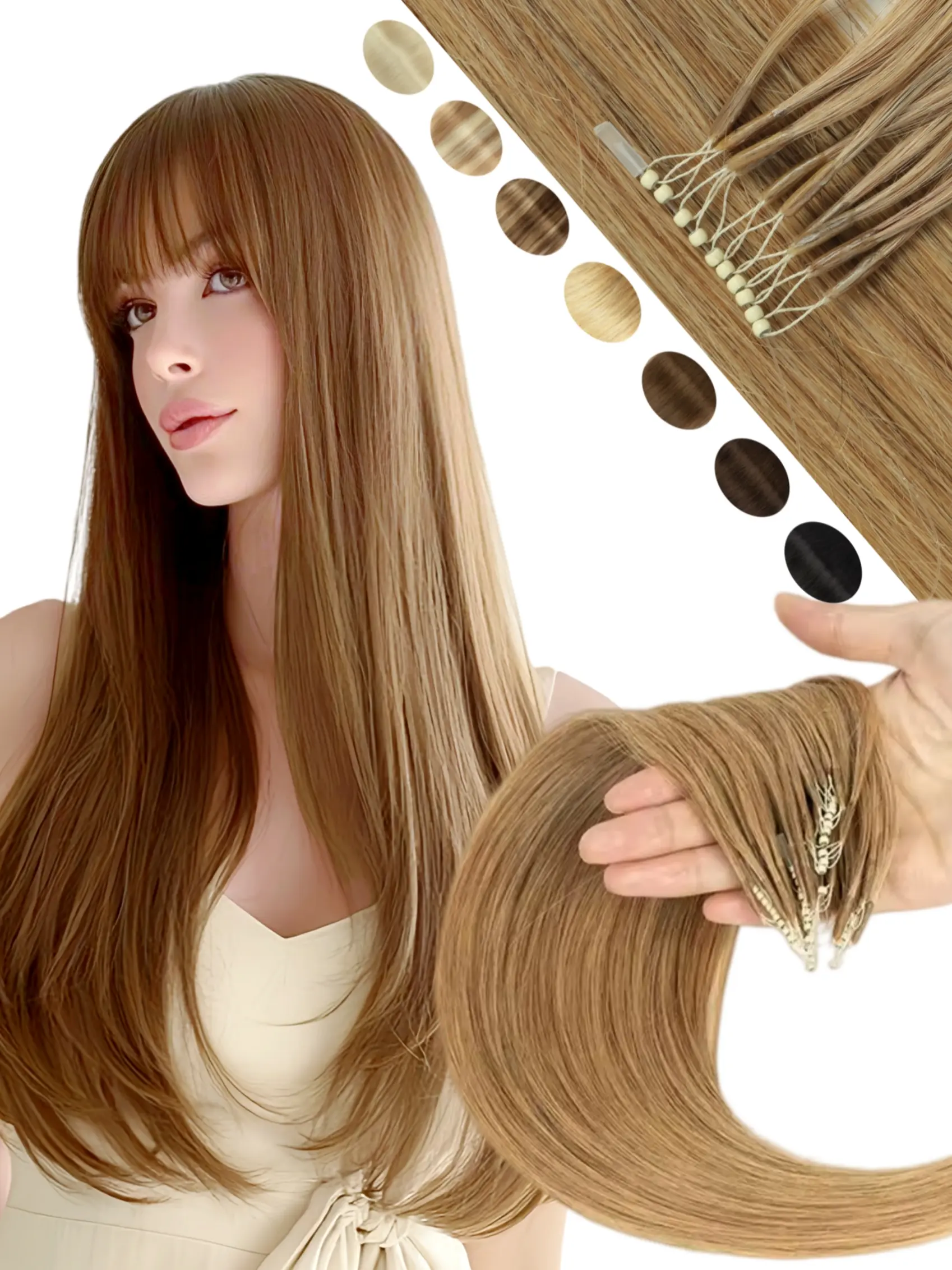 50 Strands Salon Quality 8D Nano Ring Human Hair Extension, Natural Look, 30.48-55.88 Cm, 30g/pack, Enhance Your Beauty, Salon Hair Extensions