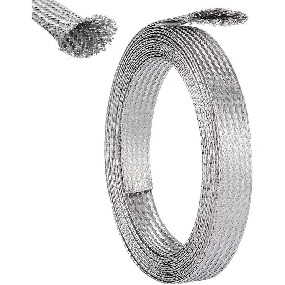 0.59" Wide Stainless Steel Braided Sleeving, 13.12m Wire Shielding Sleeve for Car - Flexible Metal Mesh Ground Straps Protection for Electrical Wires & Cables (Home Improvement Supplies), Meters For Car