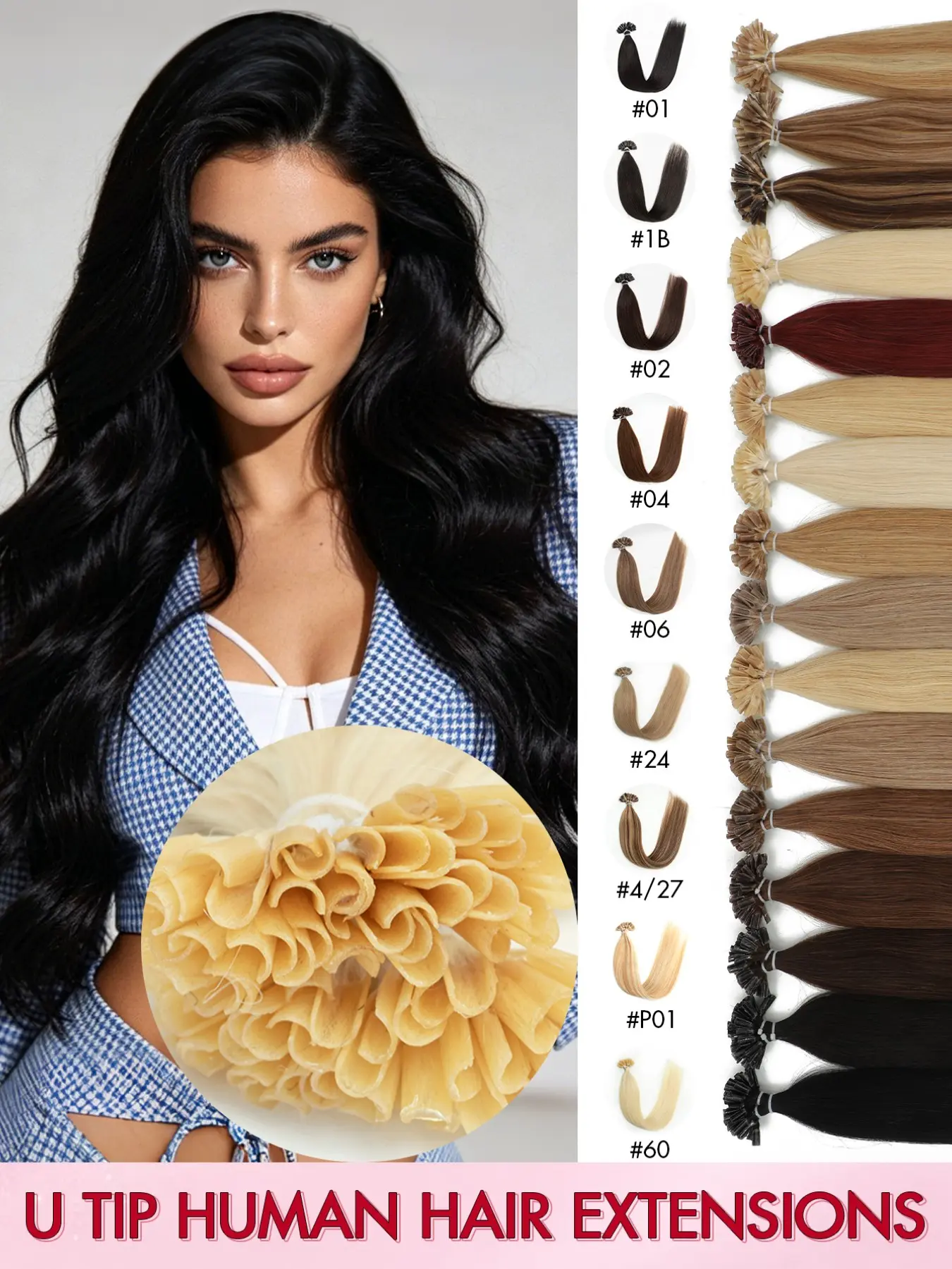 U Tip Hair Extensions Human Hair Extensions Straight Real Human Hair Keratin Extensions Invisible Festival Concert Accessories Summer Travel Holiday Essentials Hair Pieces Hair Care Self Care For Daily