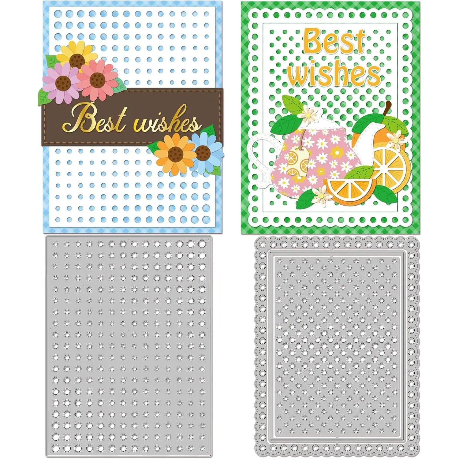 2 count Lace Polka Dot  Carbon Steel  Dies Stencils, 2 Styles Metal Stencils Scrapbooking Tool for DIY Photo Album, Decorative Embossing Paper Card