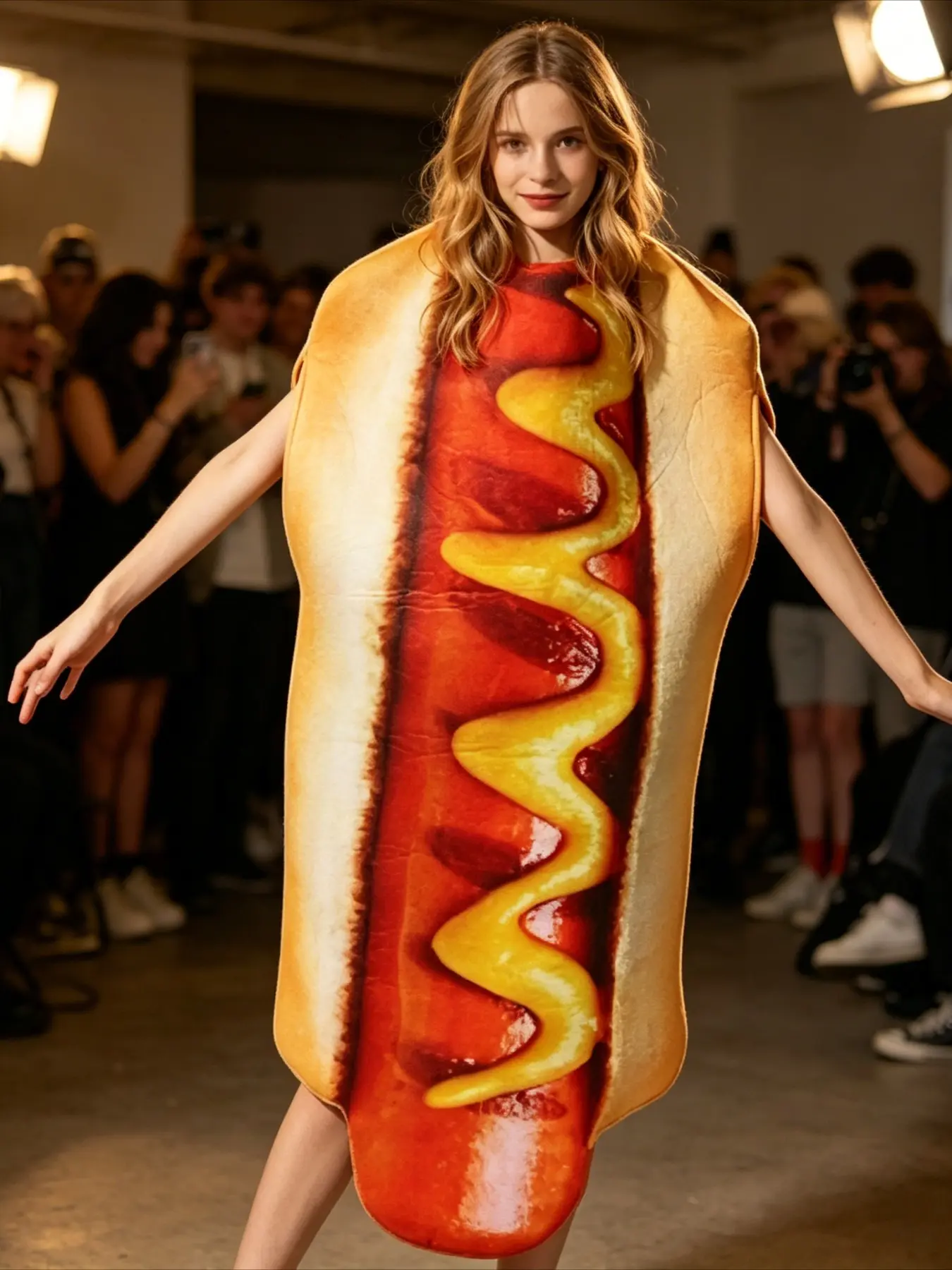 Unisex Hooded Hot Dog Cosplay Jumpsuit Halloween Party Carnival Event Stage Performance Costume