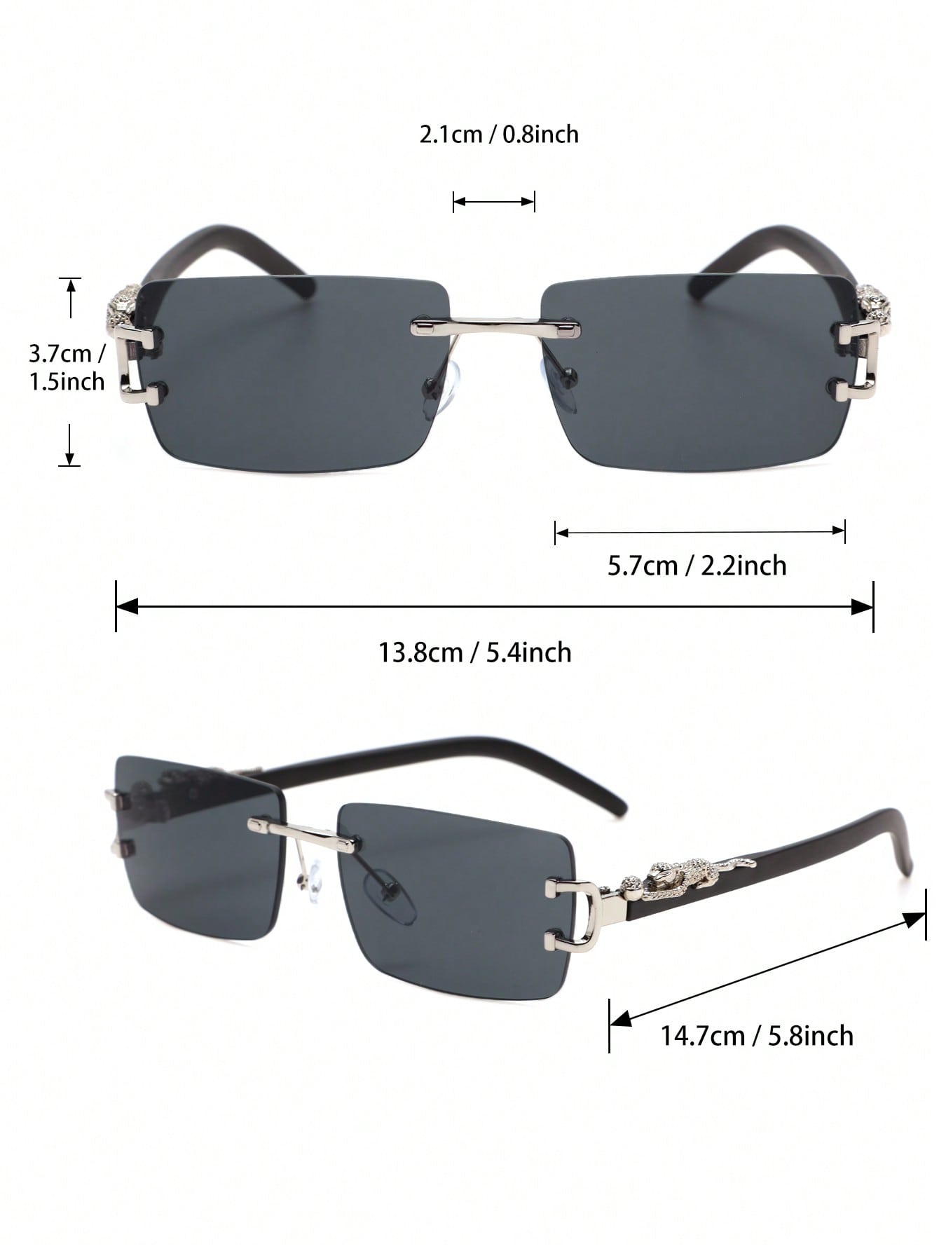2 PCS Fashionable Trendy Frameless Rectangular Personalized Sunglasses For Daily Life