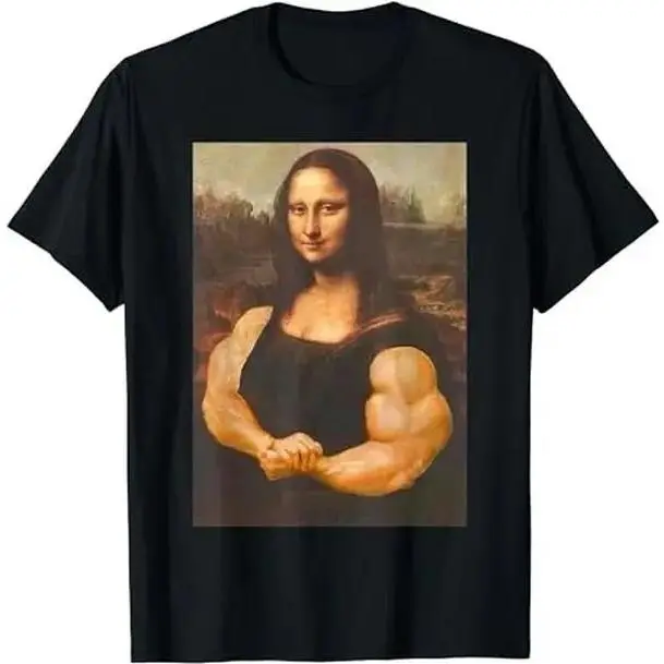 😂 💪 Mona Lisa Bodybuilding Muscle Gym Workout Outfits T-Shirt