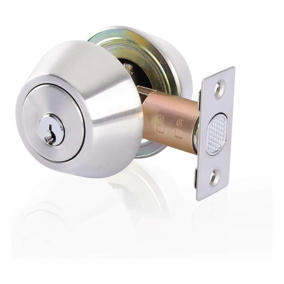 Double Keyed Deadbolt Lock - 2-Way Adjustable Cylinder with Privacy Mode, Keyed on Both Sides, Satin Stainless Steel Silver Door Hardware, Adjustable 2-Way Lock