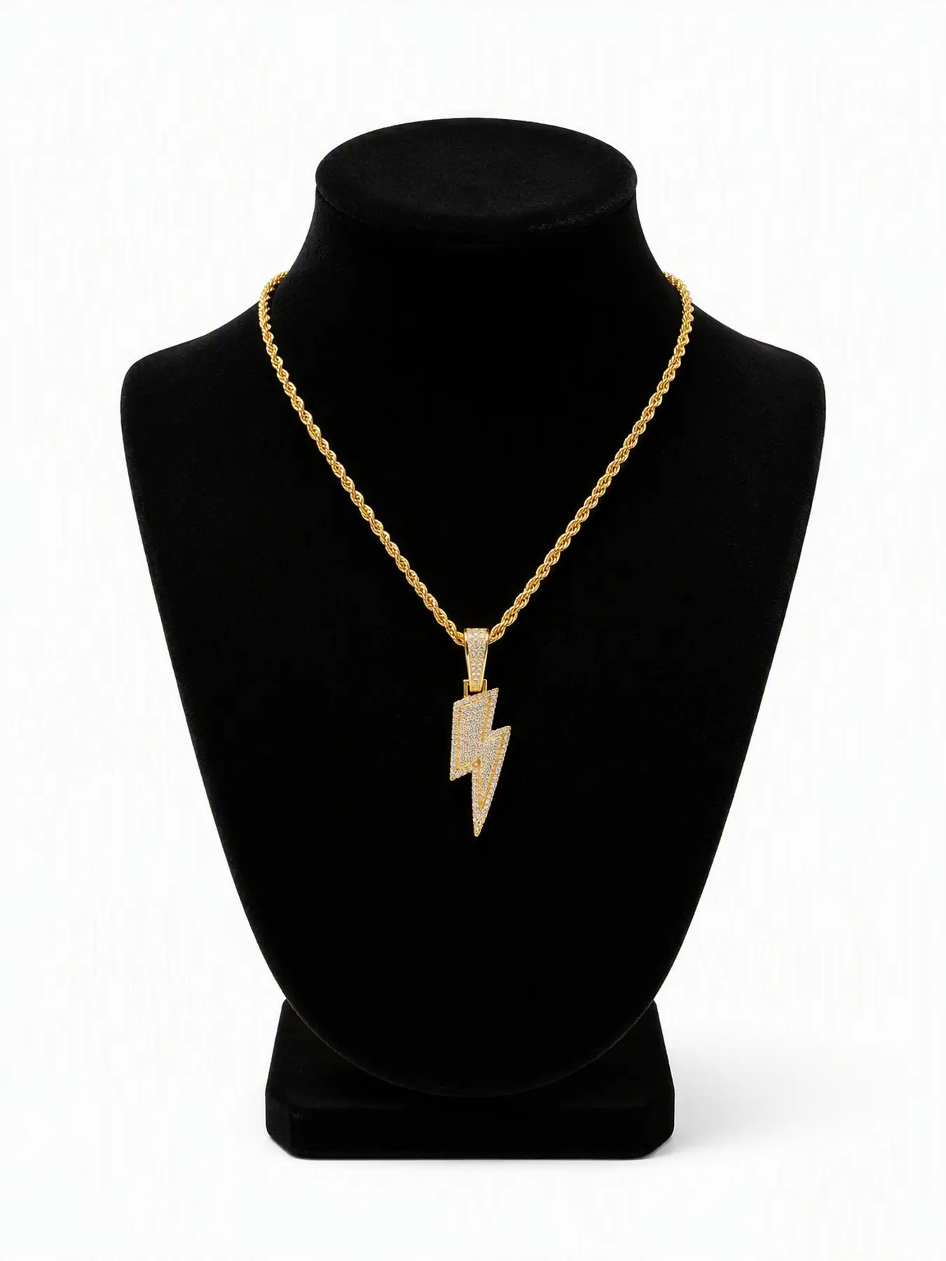 Lightning Bolt Pendant Necklace for Men Women, Iced Out Cuban Chain Necklace, Sparkling Hip Hop Streetwear Jewelry, Bold Statement Accessory Gift