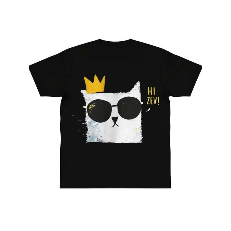 Hi Zev Cool Crown Graphic Print Short-Sleeve Cotton T-Shirt for Men, Black Casual Cute Sports Top, All Seasons Wear, Cold Wash Compatible