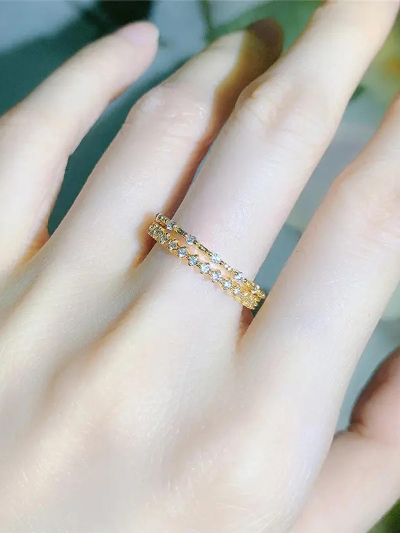 Women's Elegant Rhinestone Decor Promise Stack Rings, 3pcs/set Trendy Exquisite Engagement Rings, Chic Fashionable Jewelry As Gift for Women and Girls, Solitaire Stackable Rings