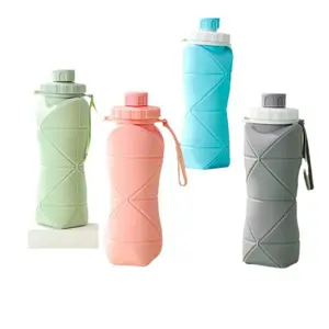Portable Foldable Silicone Water Bottle, Leak Proof & Reusable with Handle, Lightweight Insulated Cup for Camping, Hiking & Outdoor Sports