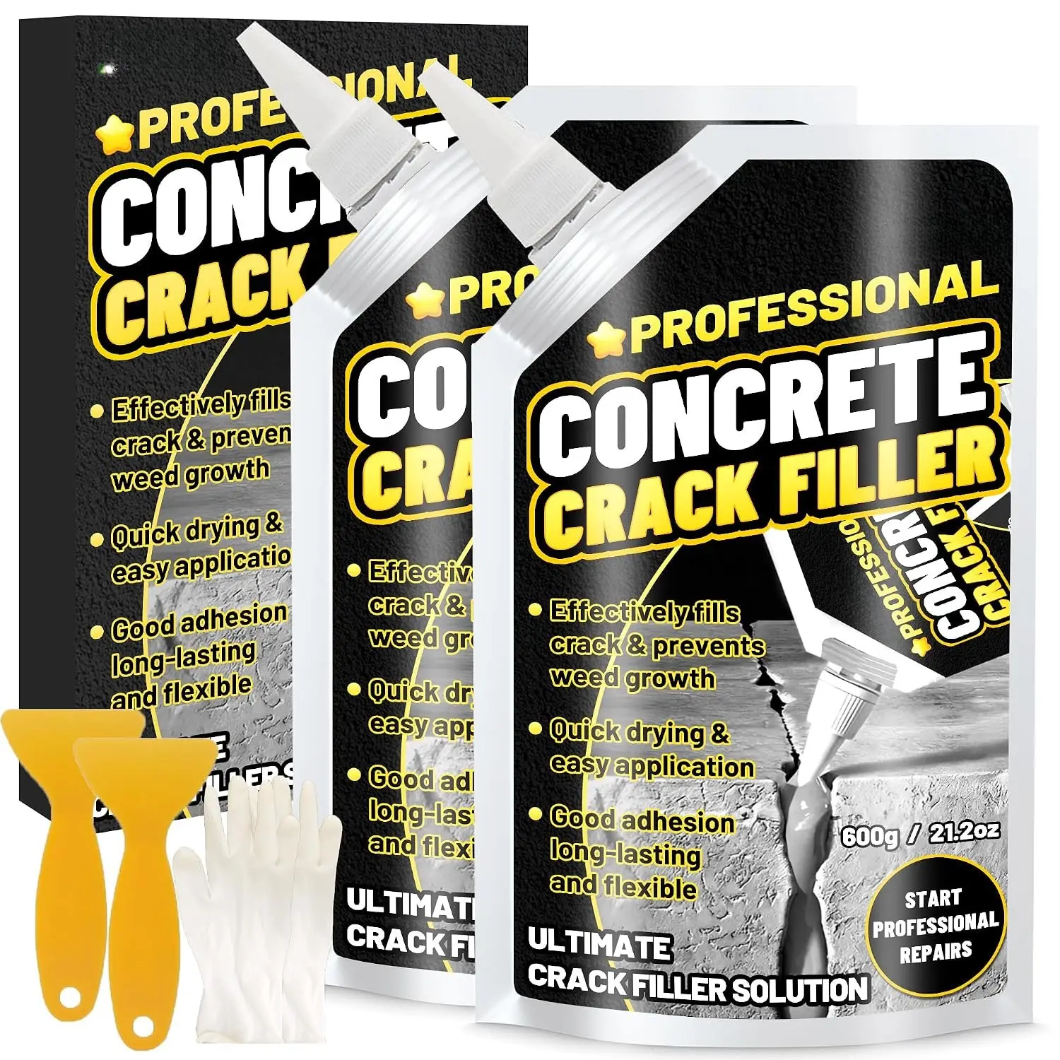 Concrete Crack Filler, 2.65LB High Elasticity Cement Crack Repair Sealant | Slab Concrete  Repair Sealant for Driveways, Walkways, Patio, Joint, Indoor and Outdoor Quick Drying Sealer - Grey