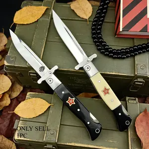 Hot Sale Russia NKVD Pocket Folding Knife 440C Blade ABS Handle with Holster Carrying Hiking Cutting Tool Edc Camping Outdoor Knife Portable Multipurpose Knives Survival Gear Survival Tools