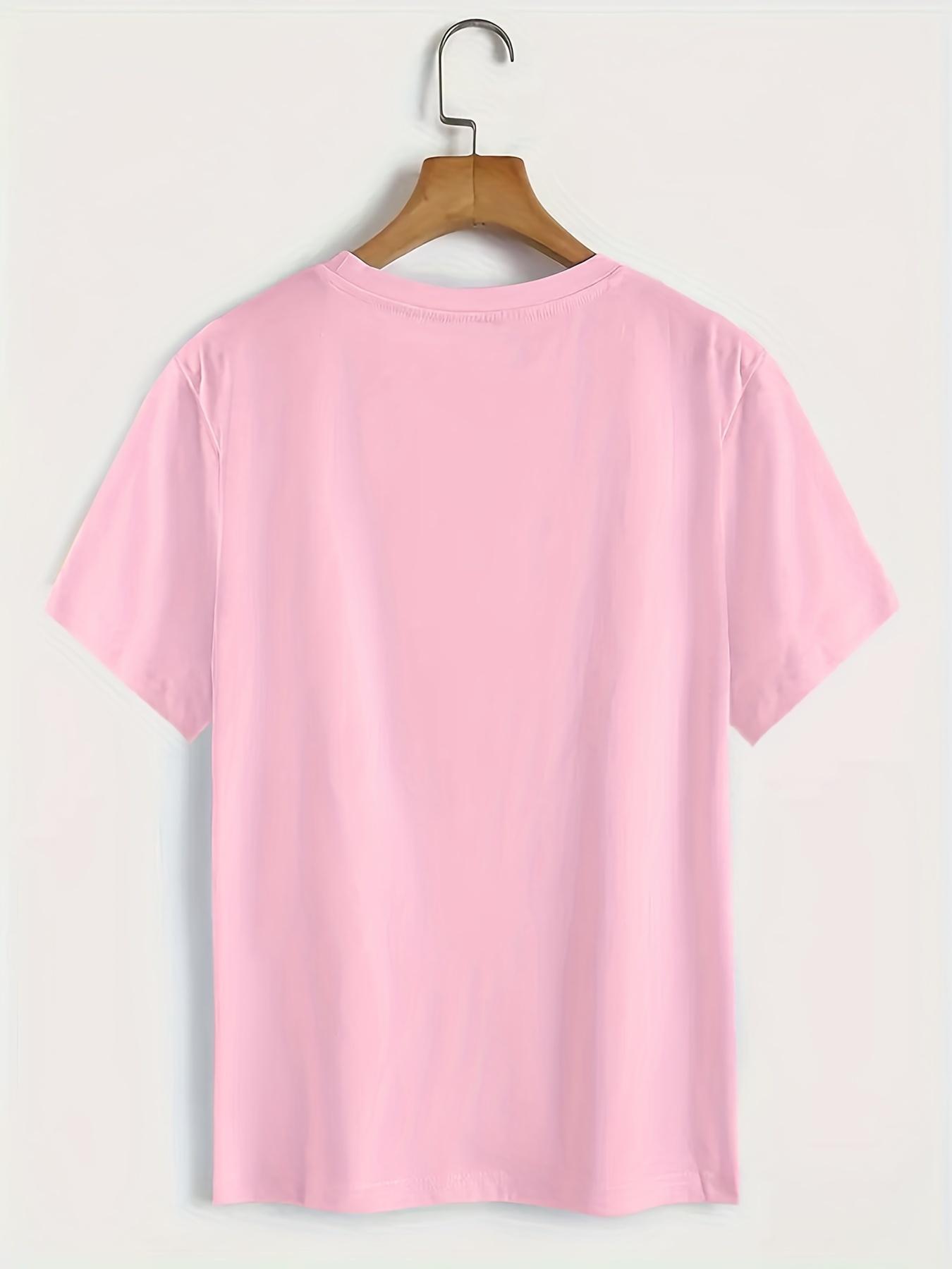 Women's Letter & Heart Print Round Neck Tee, Fashion Casual Crew Neck Short Sleeve T-shirt for Daily Outdoor Wear, Ladies Clothes for All Seasons, Go Out Tops, Crewneck T Shirts for Women, Casual Fashionable Top, Tshirt