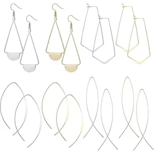 8 Pairs Lightweight Open Line Threader Drop Earrings for Women, Linear Long Threader Curved Hypoallergenic Earring Set