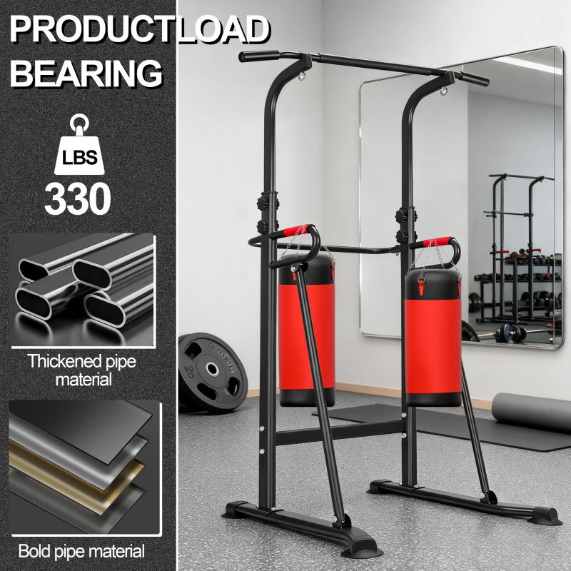 Pull-up bar and double-bar pull-up machine, strength training tower, specifically for home gyms, height-adjustable heavy-duty multi-functional strength training and fitness equipment
