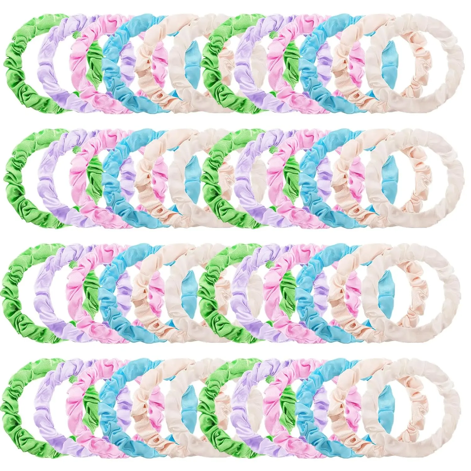 48 count Small Silk Hair Scrunchies Satin Ponytail Holders Macaron | Thin Mini Design for Fine Curly Hair, Soft Elastic Bands No , Bulk Pack for Daily Ponytails Updos, Ideal  Set