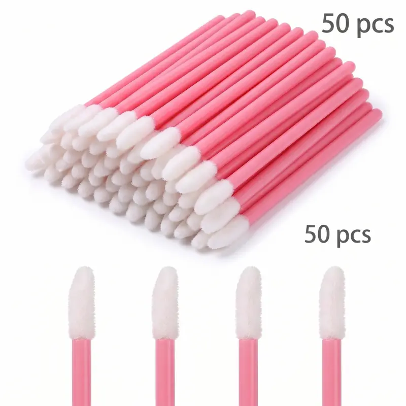 50pcs Disposable Eyelash-Lip Brush Set, Professional Cosmetic Tools for Eyelashes Lips Gentle Cleanup, Home Use Home Supplies Organisers