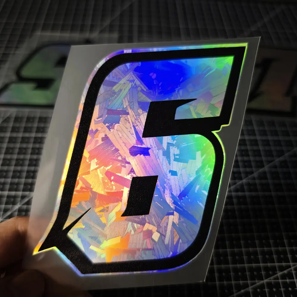 1pc Motorcycle Racing Number Stickers 0-9 Sticker Decals - Iridescent Holographic Laser Effect, Waterproof