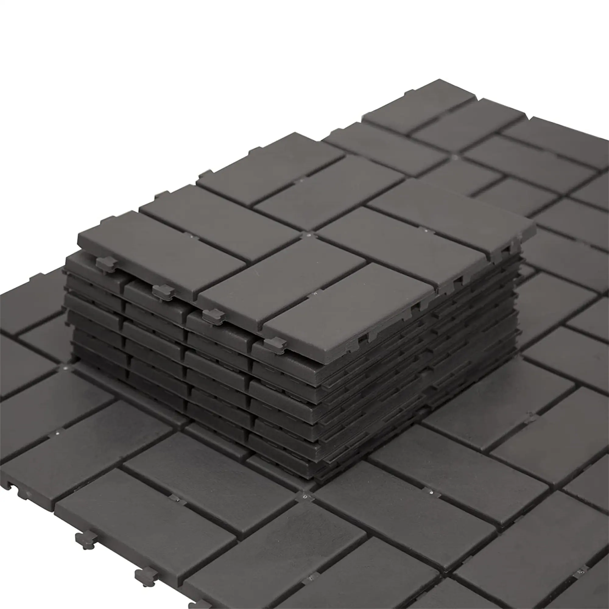 Nokaa 12x12 Interlocking Patio Deck Tiles, 44-Pack Plastic Outdoor Flooring, Gray Composite Grid for Balcony Porch Backyard, Weatherproof Non-Slip Drainage, Easy Snap-Together Installation