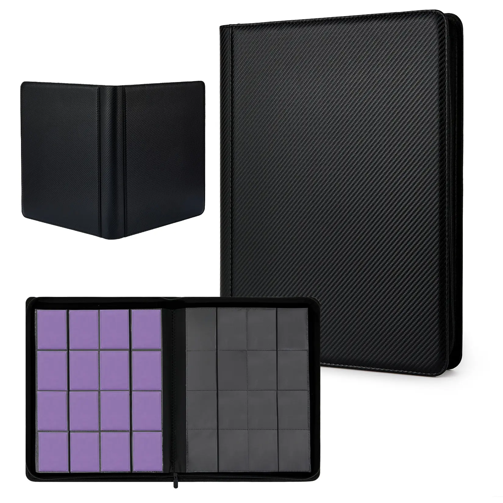1024 Pocket Trading Card Binder, 16-Pocket TCG Card Album PU Leather Zipper Cover Holds 1000+ Cards, Card Storage for YuGiOh Pokemon MTG Sports Baseball Football Hockey - Black