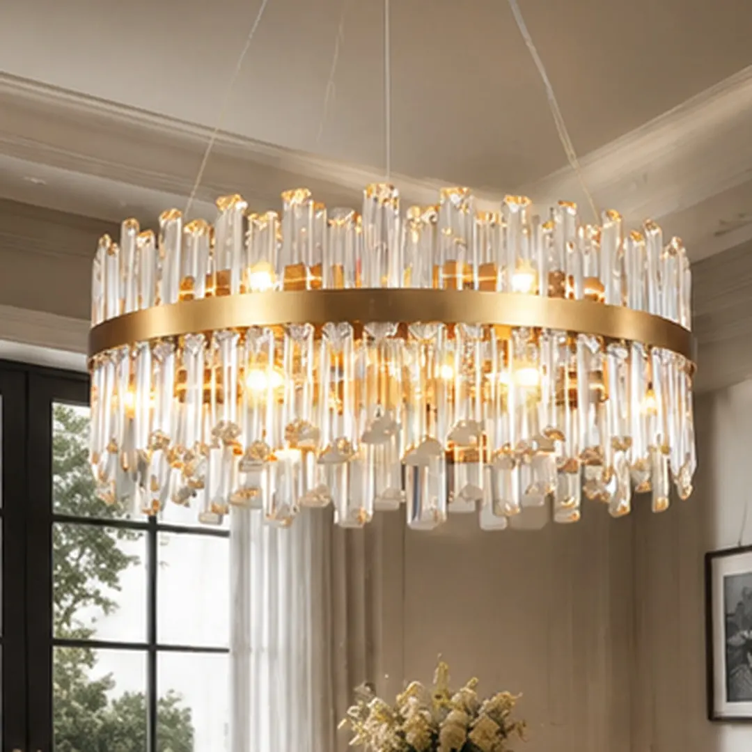 ARCH 23.6-Inch Contemporary Gold Iron Crystal LED Flush Mount Chandelier - Smart Home Decor Lighting, Remote & App Control, 3-Color Temp Dimmable LED Lights, for Living Room, Bedroom,dorm decor,dorm room decor