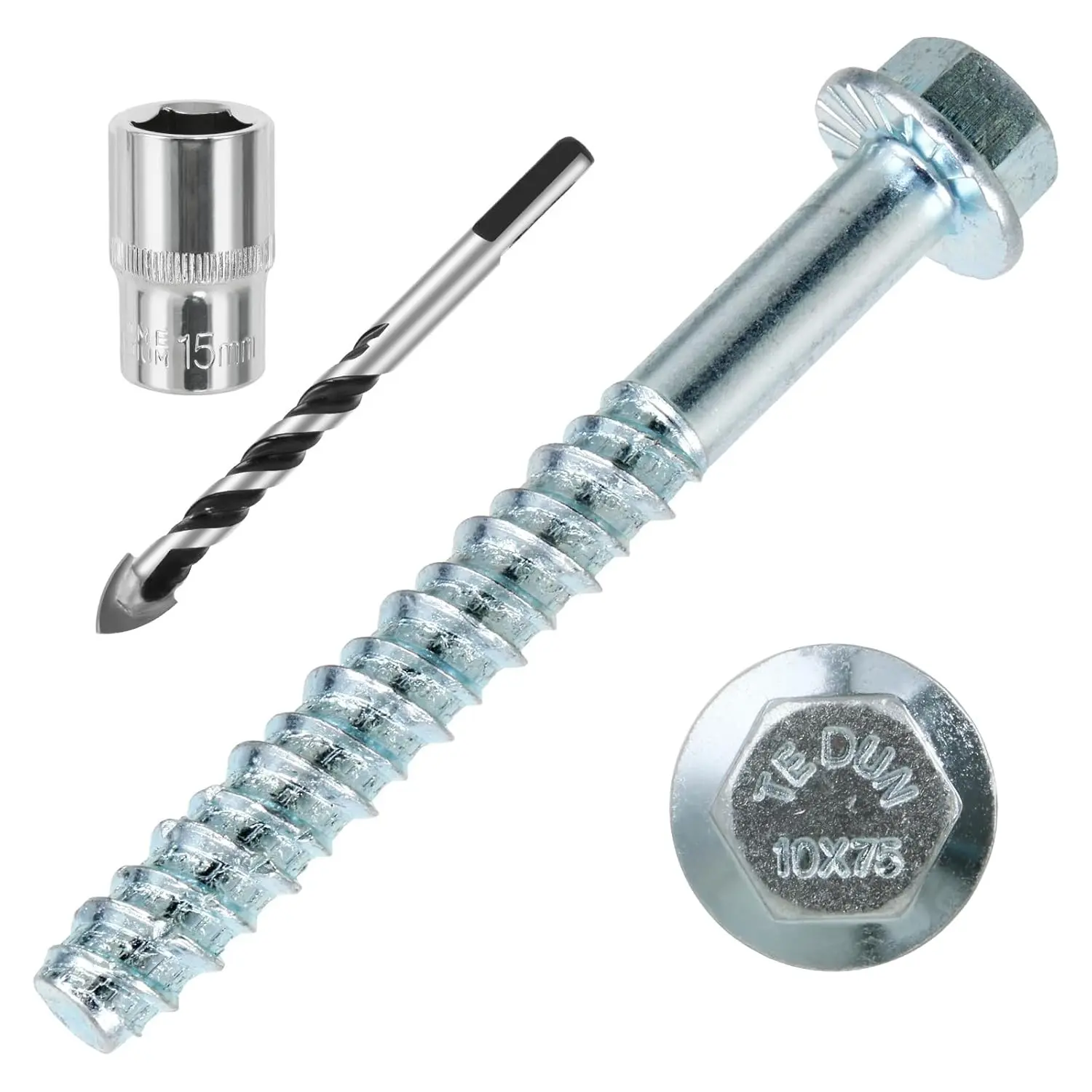 3/8 x 4 Concrete Screws, 25PCS Nickel Plated Concrete Screw Drill Bit Set for Anchoring Masonry, Brick or Block