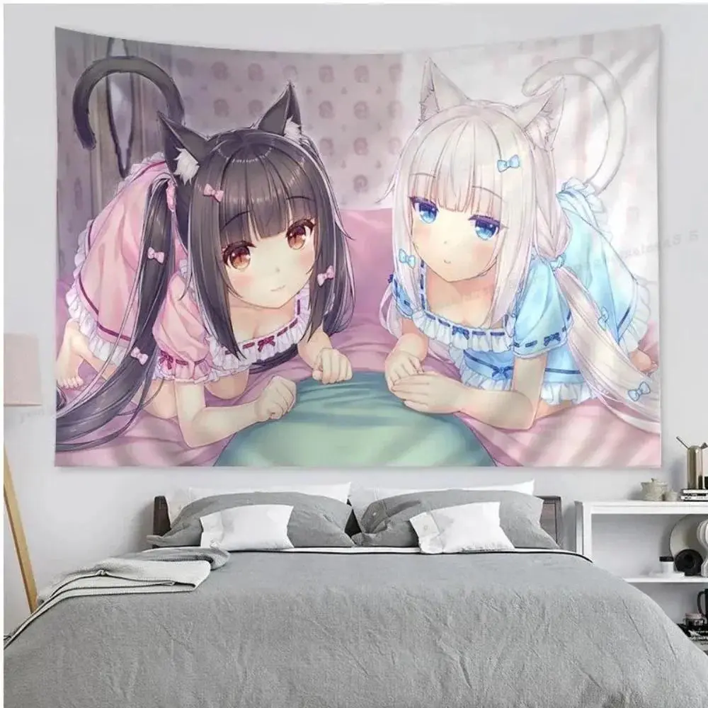 NEKOPARA Anime Colorful Mandala Tapestry Wall Hanging, Lightweight Home Decor with Hanging Clips, Backdrop for Photo Shoots & Parties, Ideal for Living Room Bedroom Dorm