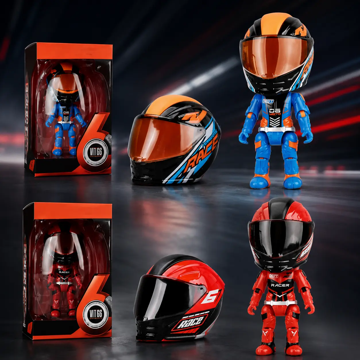 Mini Helmet Heroes Transforming Action Figure, Zinc Premium Alloy Construction, Dual Form Transformation, Hidden Racer Inside, Movable Joints, Compact Foldable Design for Storage, Collectible Motorcycle Helmet Ornament Toy, Action Figures, Chibi Q Version